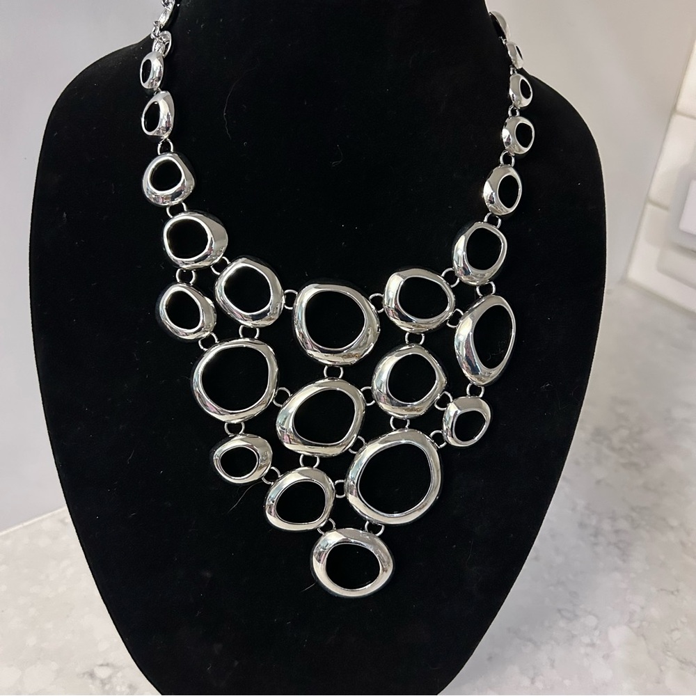 Lia Sophia Retired Silver tone Statement Necklace